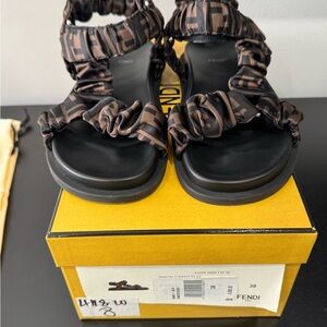 Fendi Ruched Logo Hiking Sporty Sandals